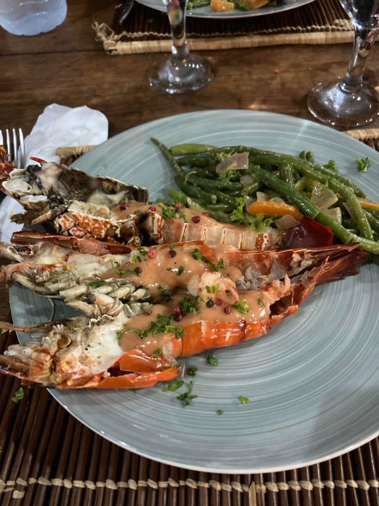 Langouste grillée et légumes